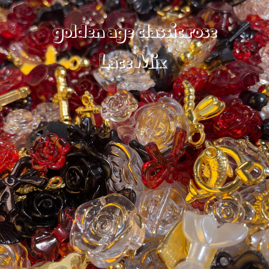 Golden red black Shape of Roses Mix Lace beads